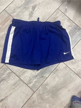 Nike Women's Blue Athletic Shorts with White Side Panels